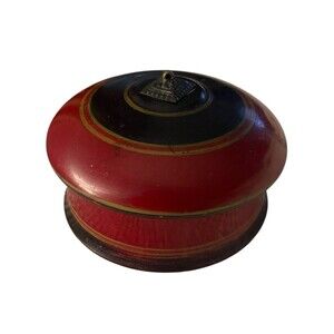 Antique Wooden Kum Kum Powder Tika Box Original Old Lacquer Painted Spice Box
